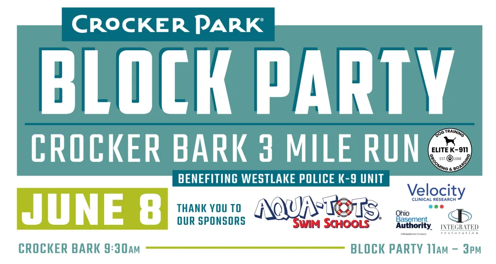 Sun, Jun 8thBring the whole family out as we kickoff the summer season in style at our annual Block Party and Crocker Bark 5K & 1 mile walk!